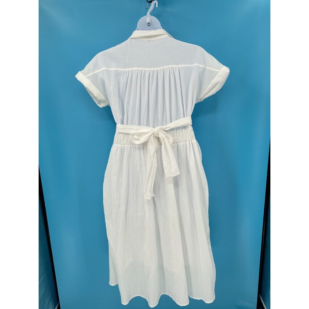 Lulu's Cream Button-Front Midi Dress with Tie Top - Picture 9 of 11